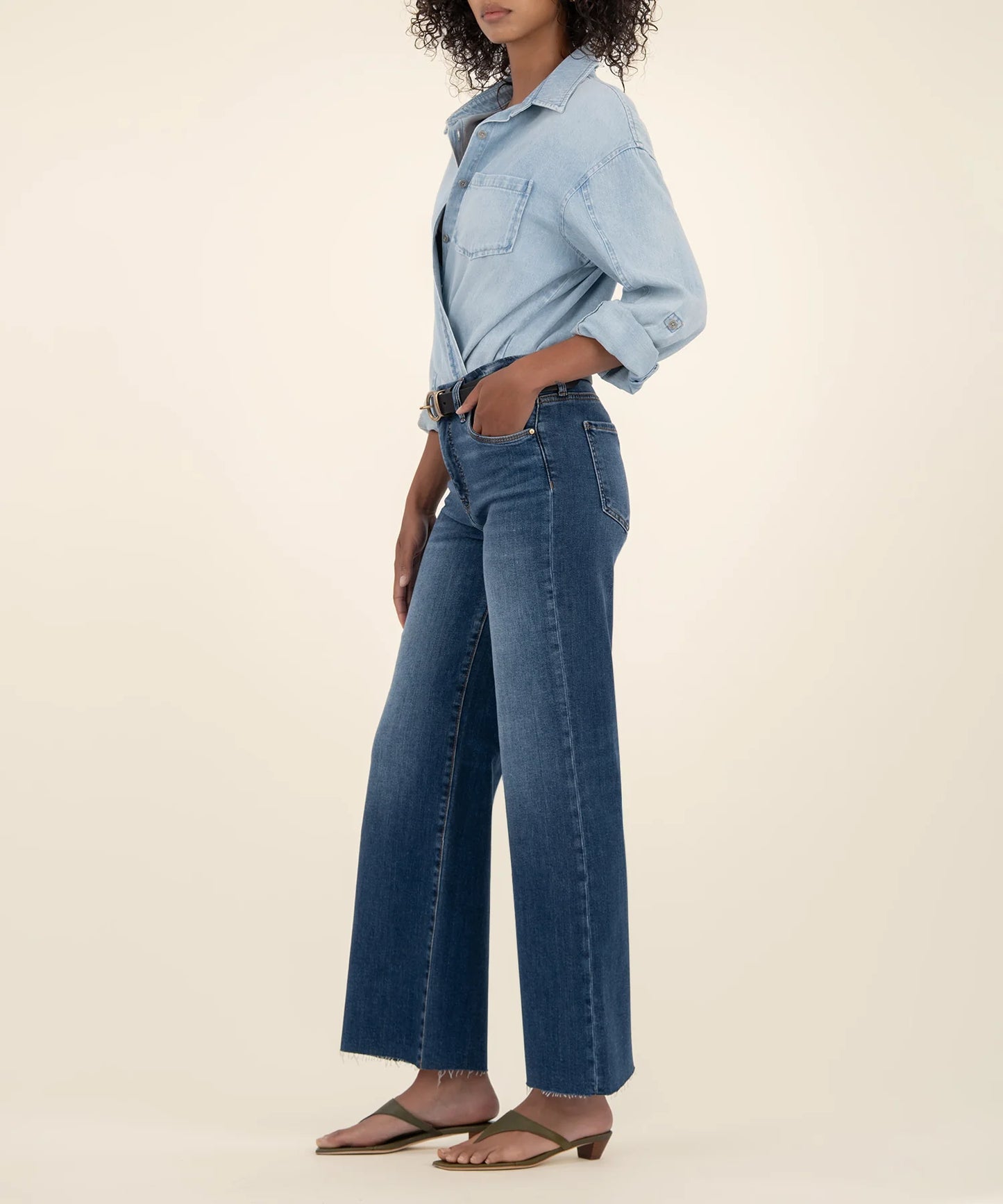 Meg High Rise Wide Leg Raw Hem in harmony by KUT