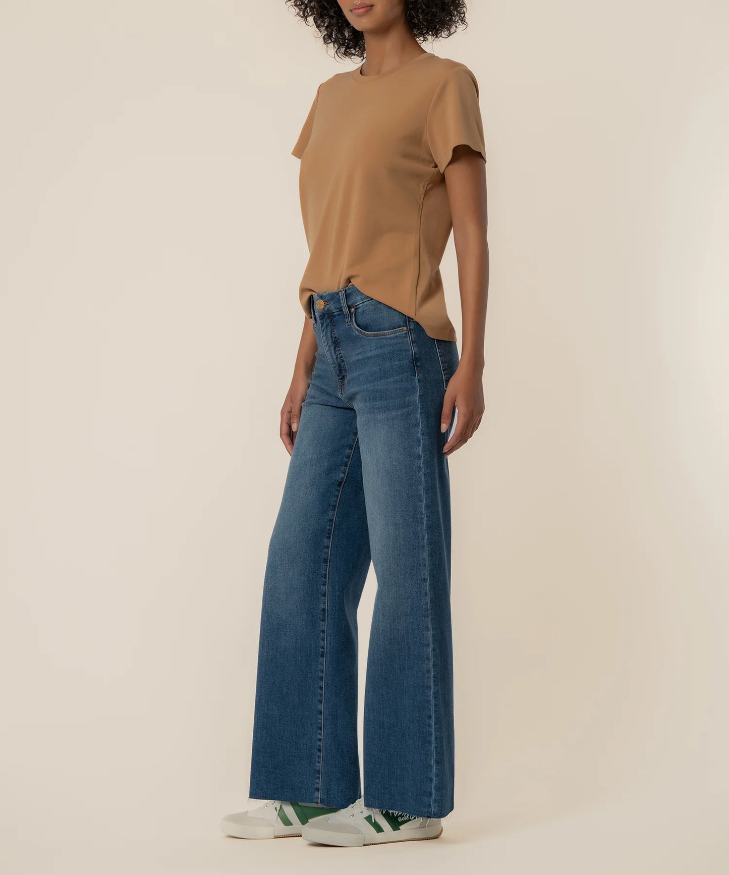 Meg High Rise Wide Leg Raw Hem in rad by KUT