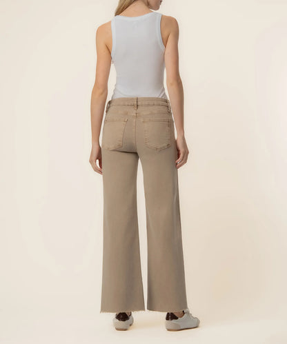 Meg High Rise Wide Leg Raw Hem in chai by KUT