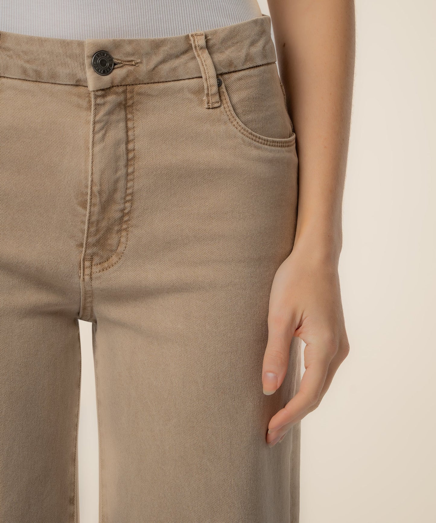 Meg High Rise Wide Leg Raw Hem in chai by KUT