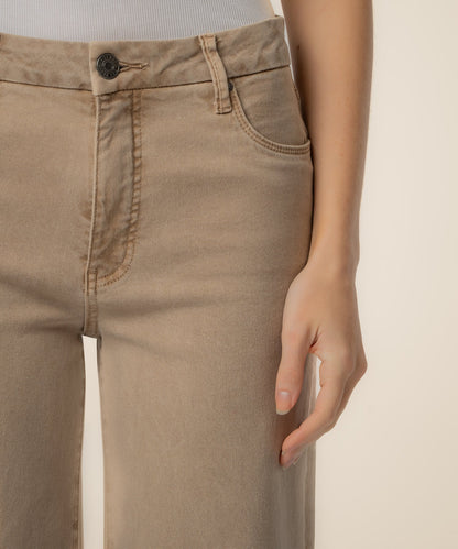 Meg High Rise Wide Leg Raw Hem in chai by KUT