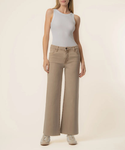 Meg High Rise Wide Leg Raw Hem in chai by KUT
