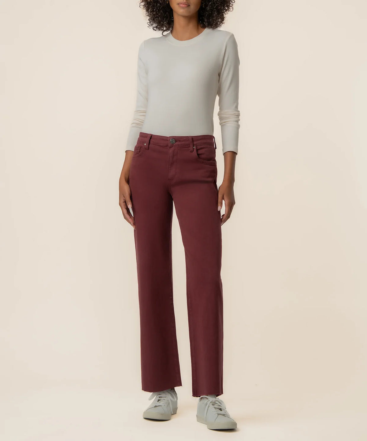 Charlotte High Rise Wide Leg in claret by KUT
