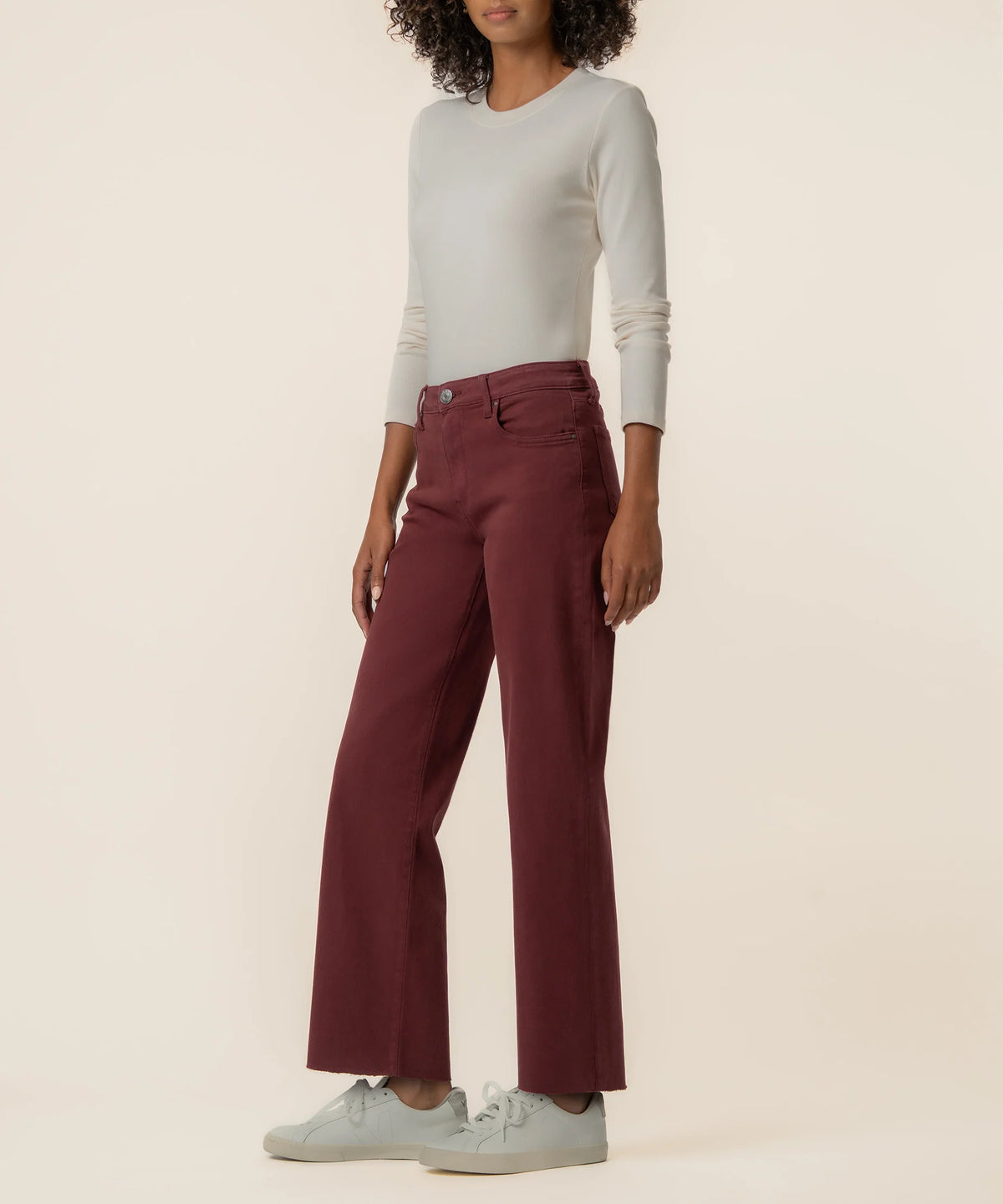 Charlotte High Rise Wide Leg in claret by KUT