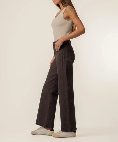 Meg High Rise Wide Leg Side Panel in chocolate by KUT