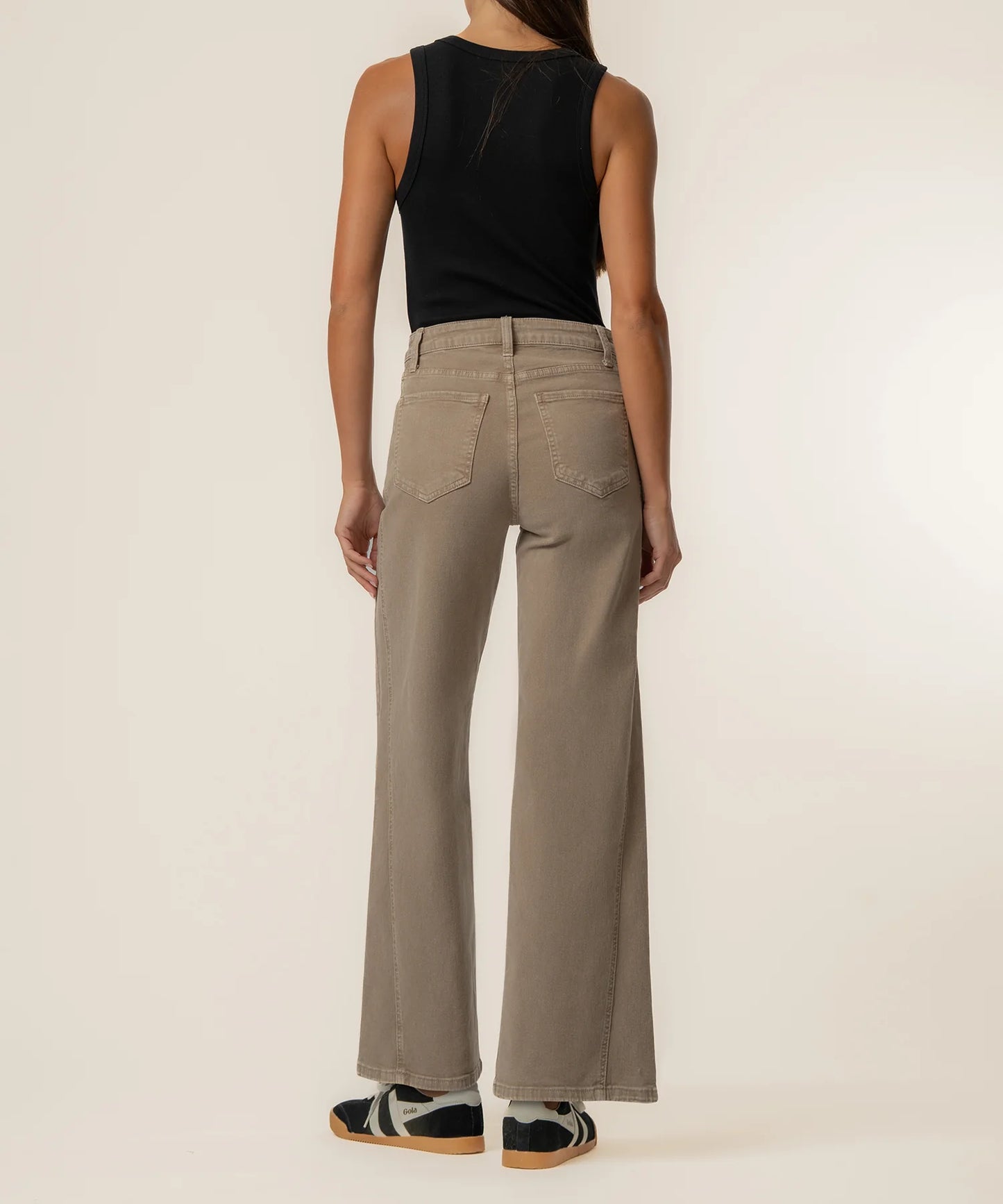 Meg High Rise Wide Leg with Side Panel in milk tea by KUT