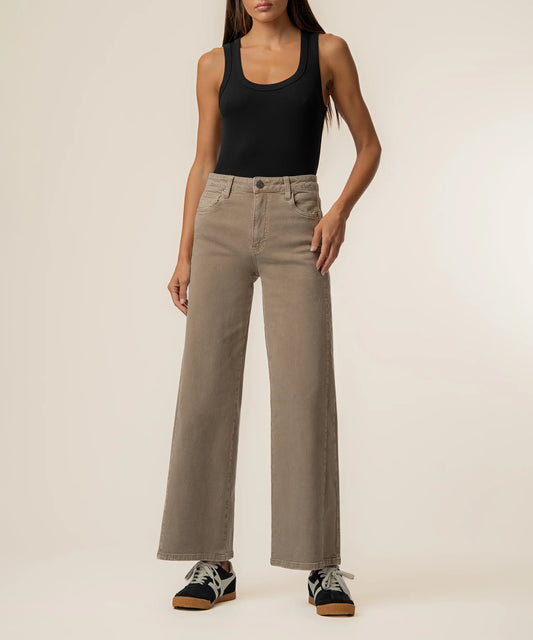 Meg High Rise Wide Leg with Side Panel in milk tea by KUT