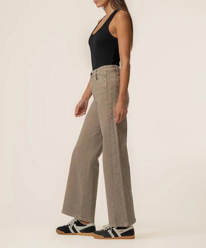 Meg High Rise Wide Leg with Side Panel in milk tea by KUT