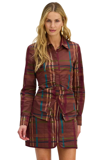 Wilder Plaid Mini Skirt in brown by Allison