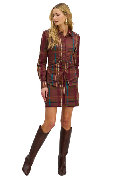 Wilder Plaid Mini Skirt in brown by Allison