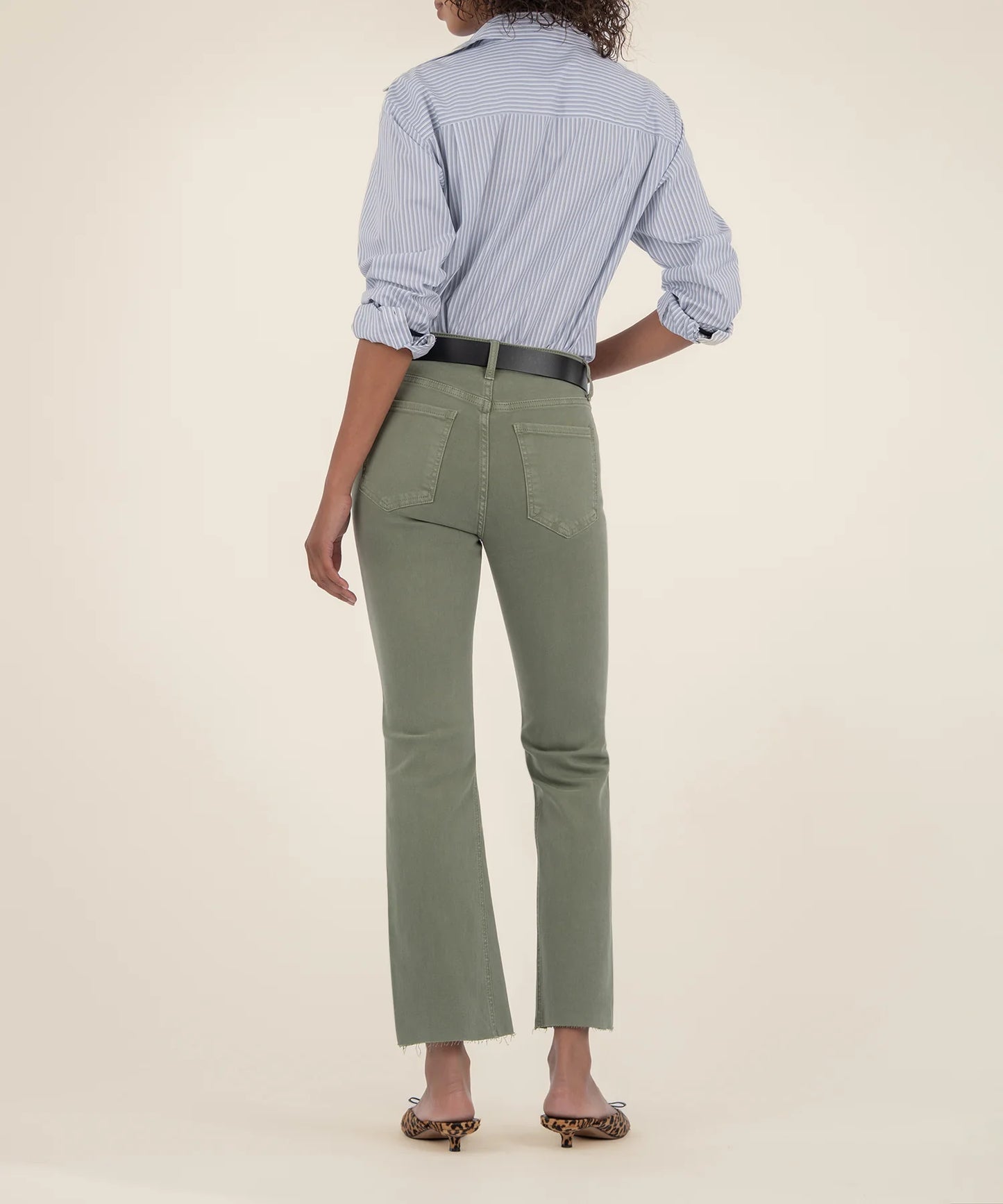 Kelsey High Rise Ankle Flare in sage by KUT