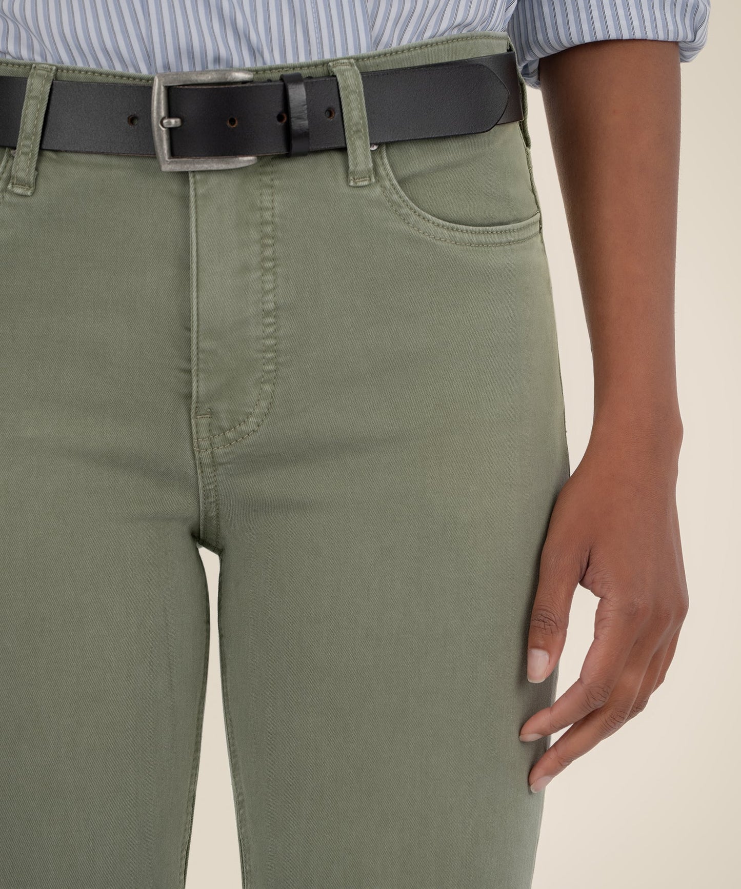 Kelsey High Rise Ankle Flare in sage by KUT