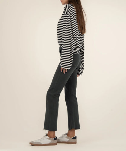 Kelsey High Rise Ankle Flare in pewter green by KUT