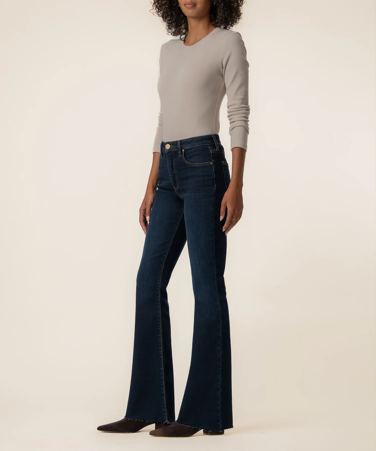 Ana High Rise Flare Jean in wave by KUT