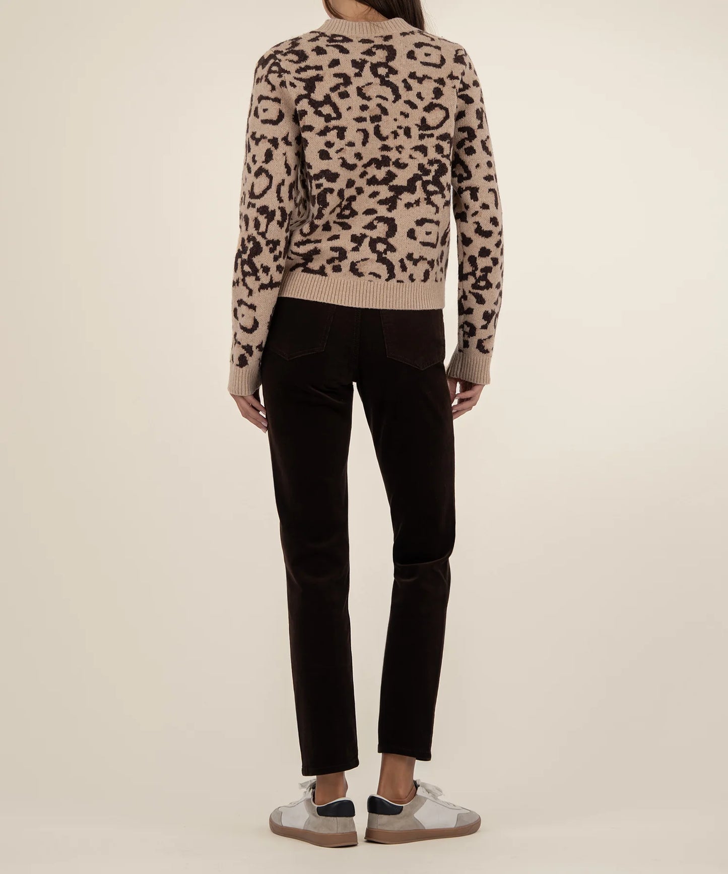 Gisela Animal Print Sweater in beige/brown by KUT