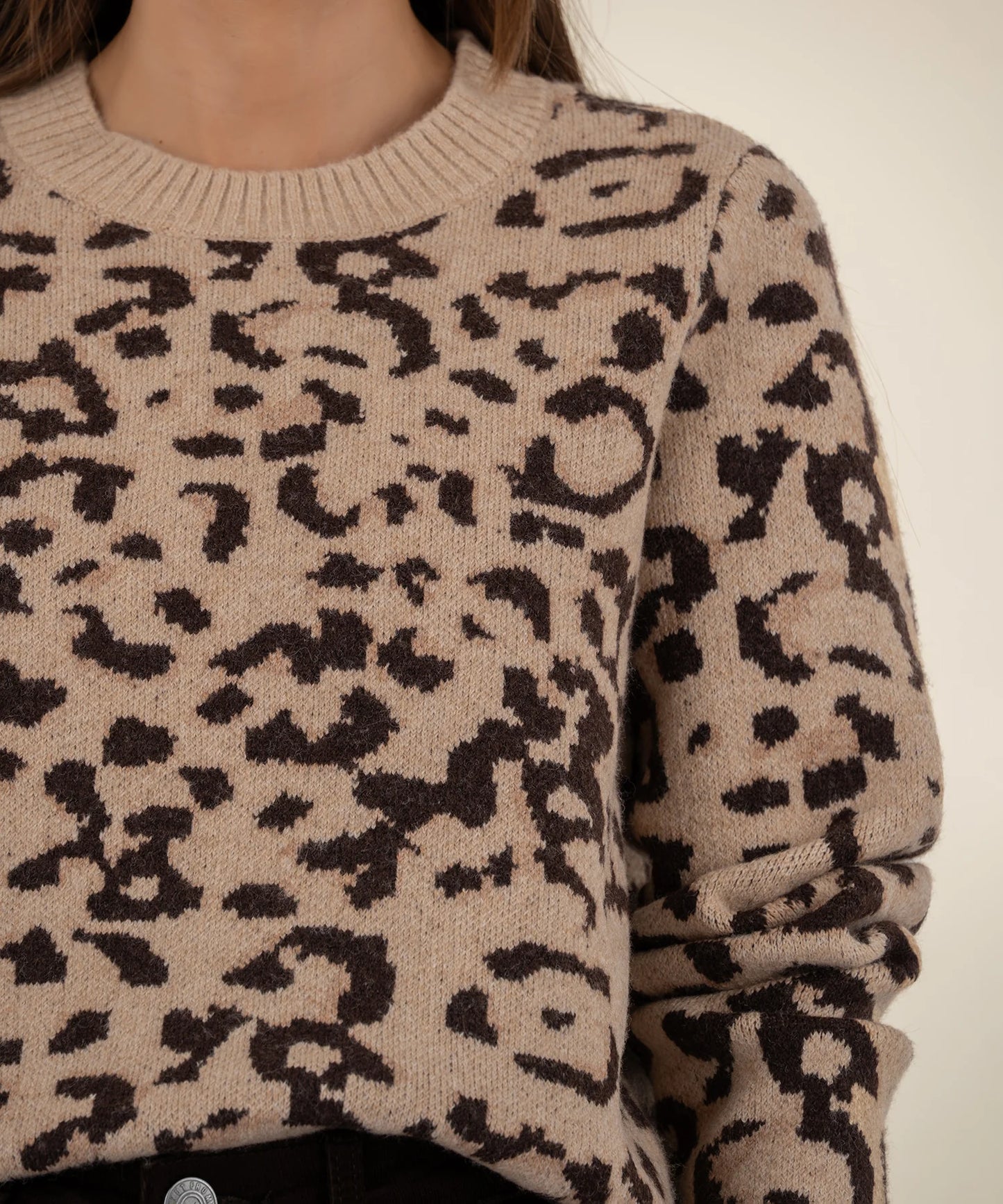 Gisela Animal Print Sweater in beige/brown by KUT