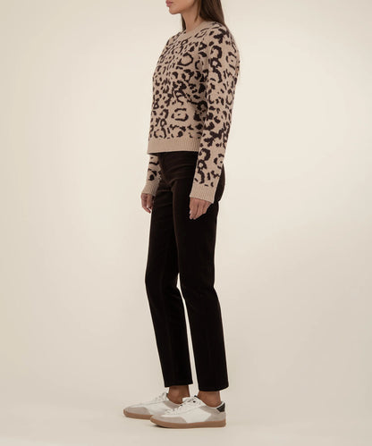 Gisela Animal Print Sweater in beige/brown by KUT
