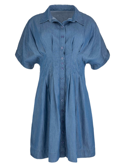 Blue cotton dolman sleeve denim dress by KUT