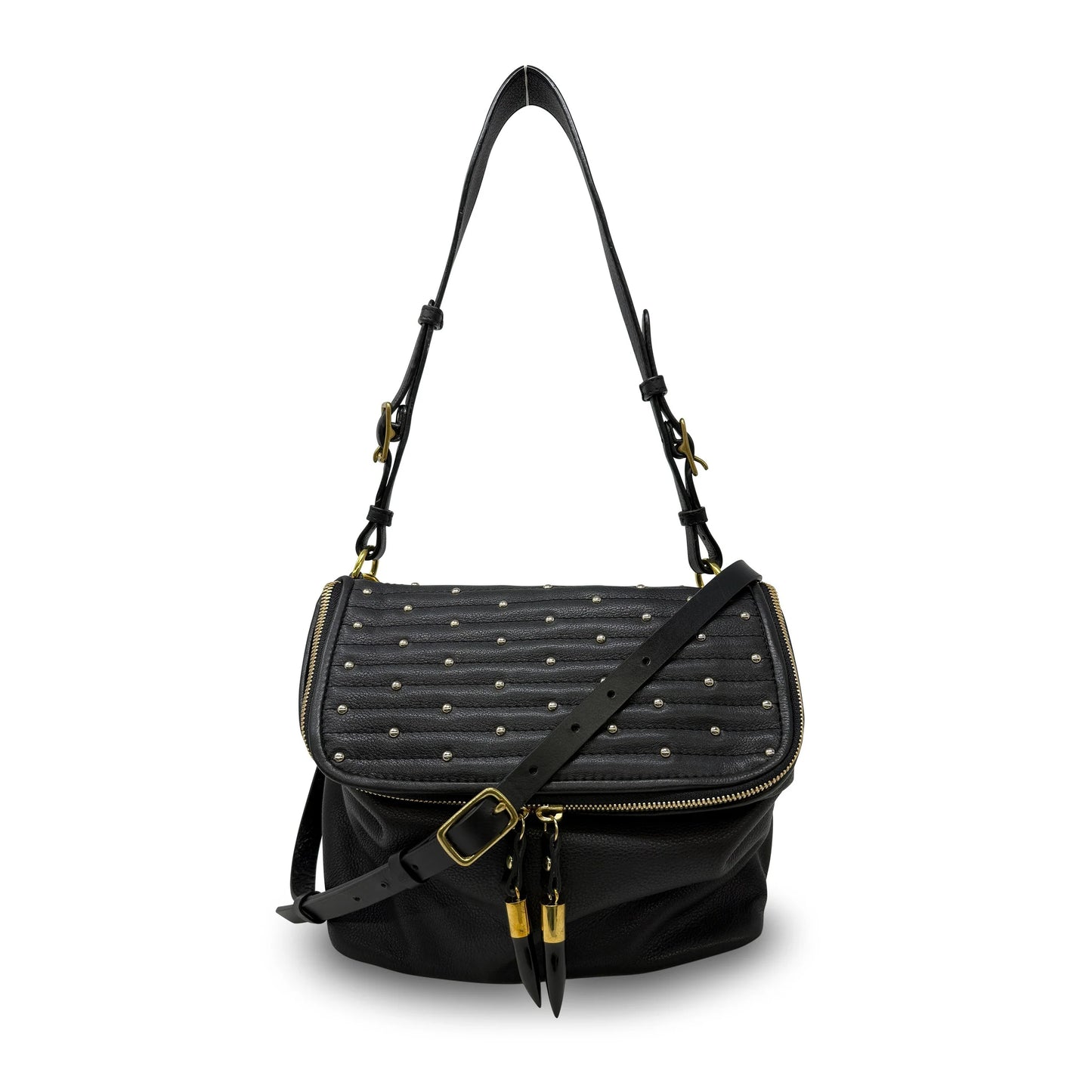 Mini Rough Night Quilted Stud Crossbody in black by Kempton