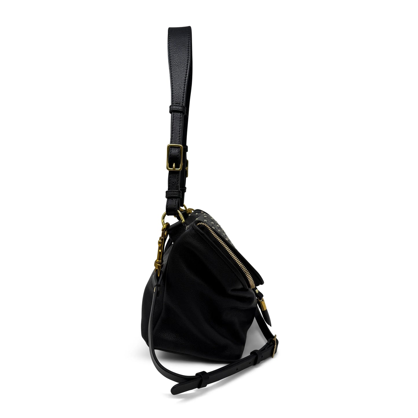 Mini Rough Night Quilted Stud Crossbody in black by Kempton