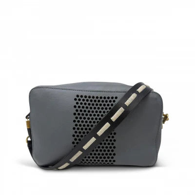 Amberleigh Perforated Stripe Crossbody in graphite by Kempton