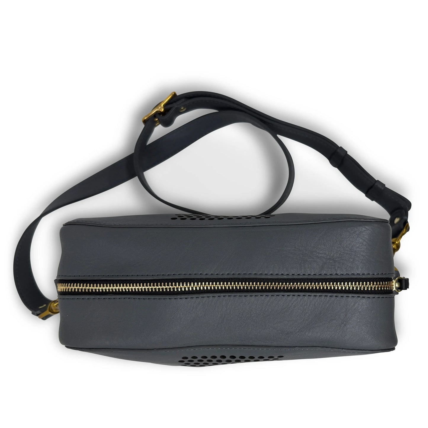 Amberleigh Perforated Stripe Crossbody in graphite by Kempton
