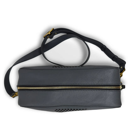 Amberleigh Perforated Stripe Crossbody in graphite by Kempton