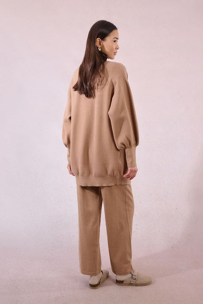 Open Cardigan in golden beige by Molly Bracken