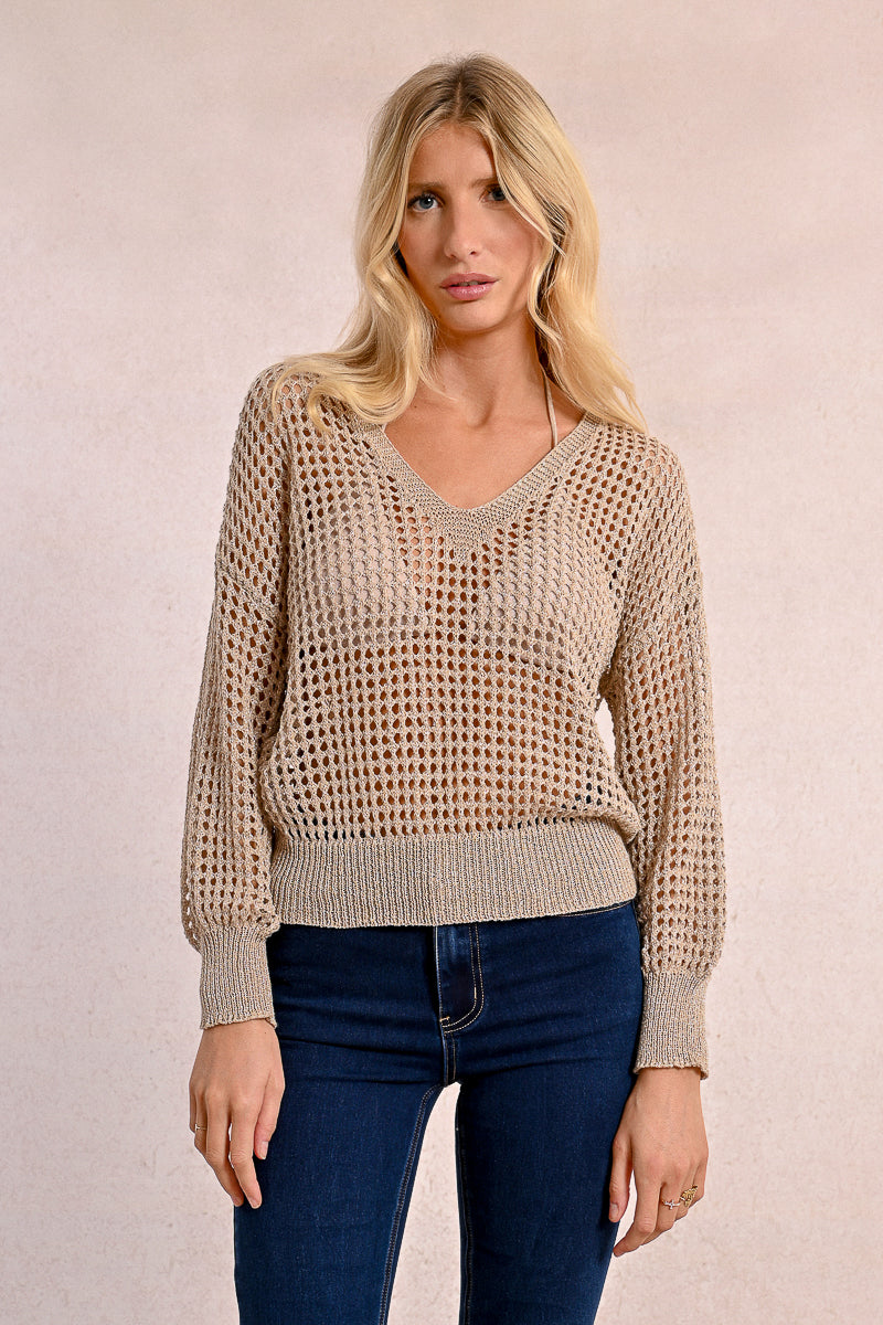 Lightweight Sweater in beige by Molly Bracken