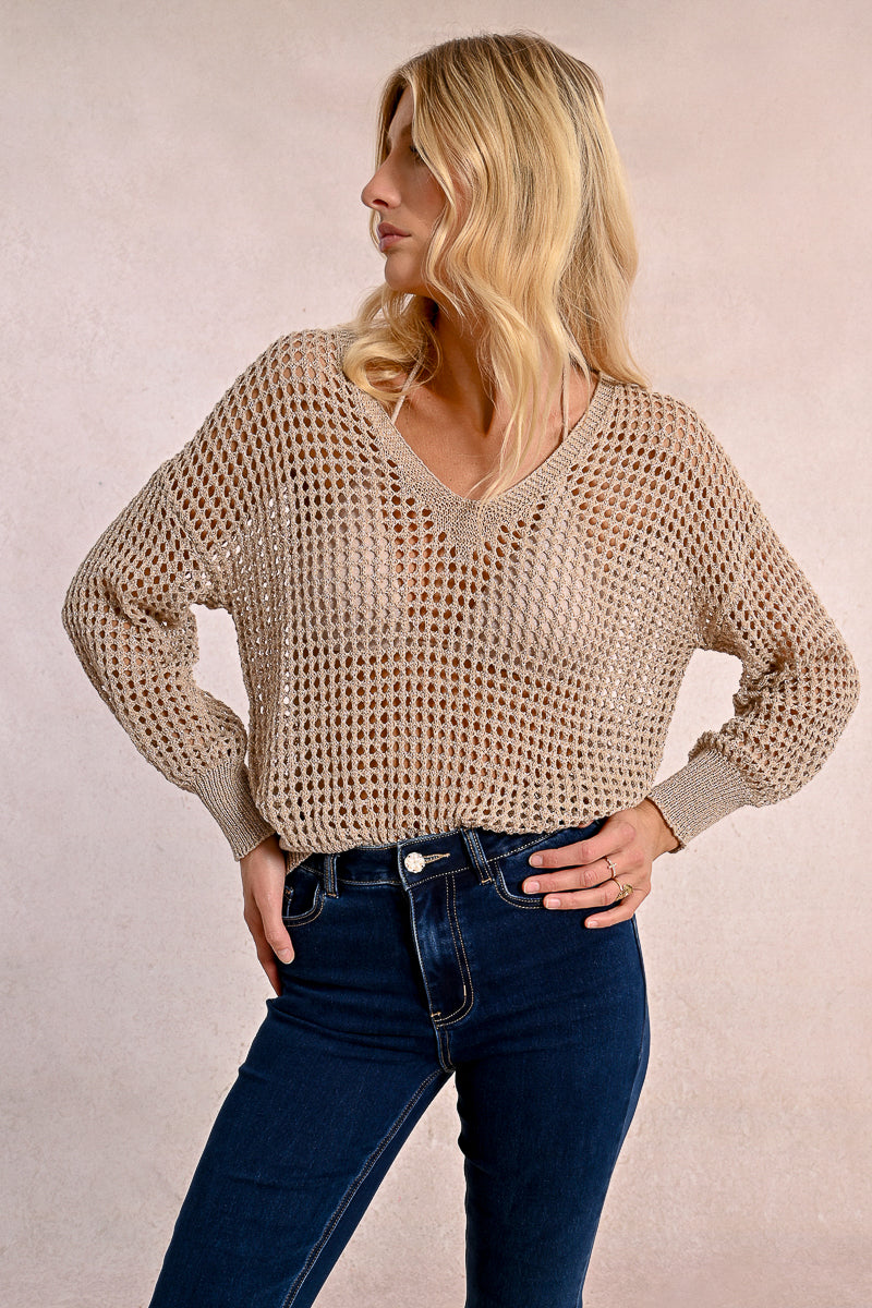 Lightweight Sweater in beige by Molly Bracken