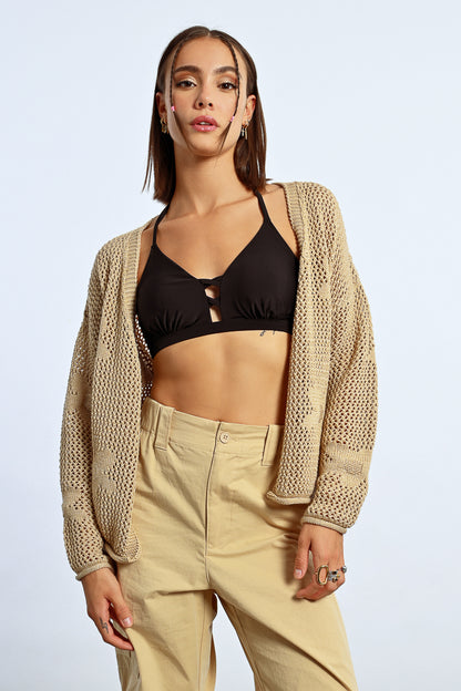 Lightweight Cardigan in beige by Molly Bracken