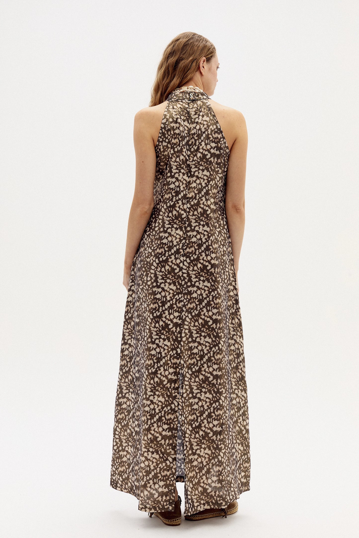 Jacinta Metallic Linen Dress in impala print by Lanhtropy