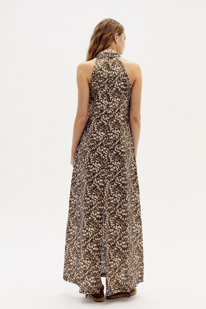 Jacinta Metallic Linen Dress in impala print by Lanhtropy