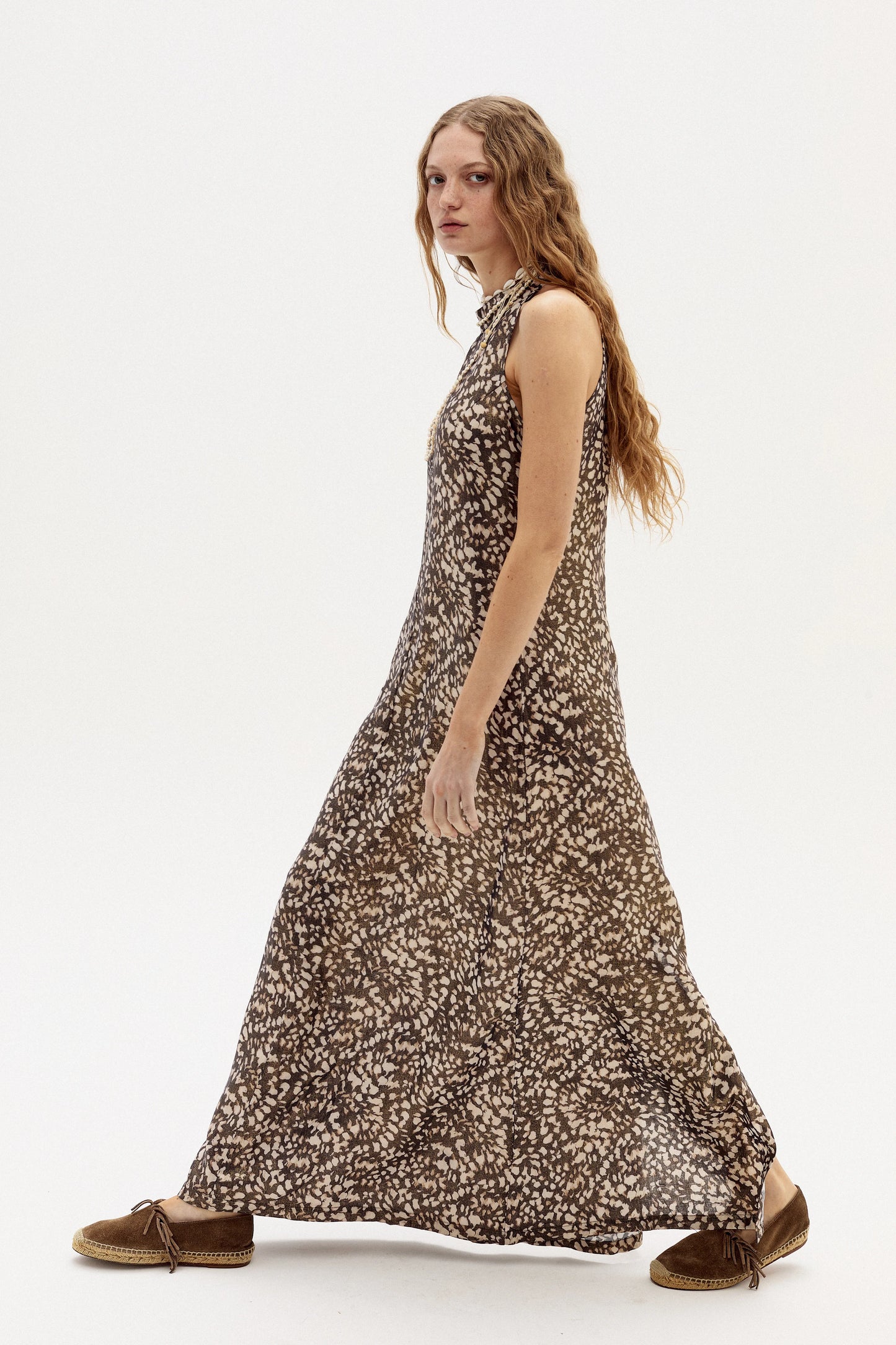 Jacinta Metallic Linen Dress in impala print by Lanhtropy