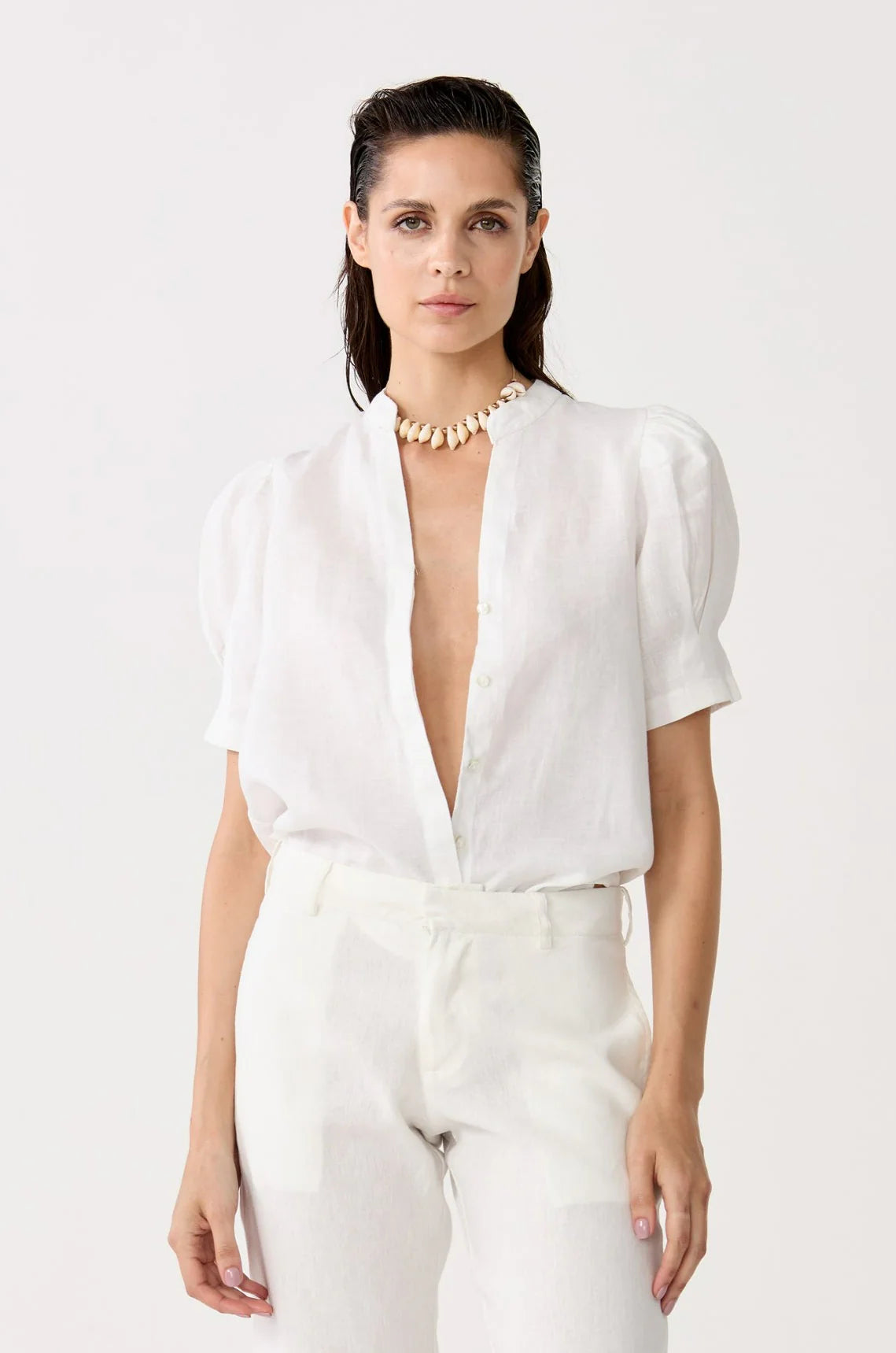 Athina Linen Shirt in off white by Lanhtropy
