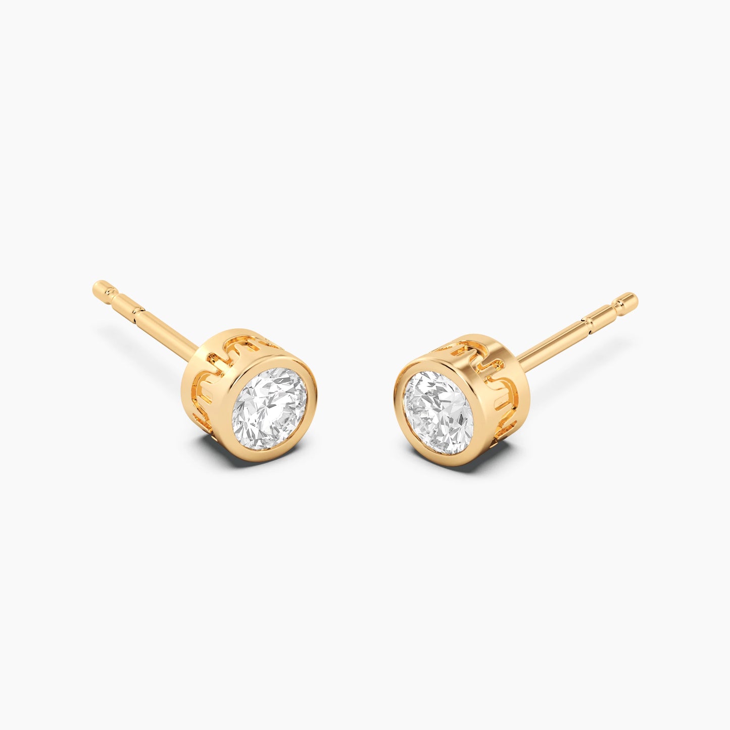 Lab Grown Signature Bezel Stud Earring in gold by Ella Stein