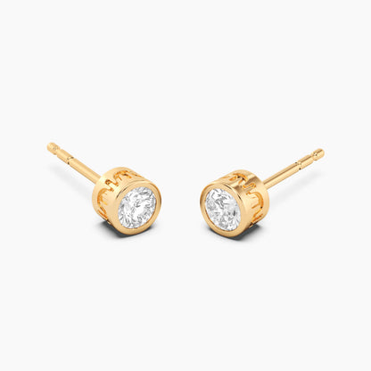 Lab Grown Signature Bezel Stud Earring in gold by Ella Stein