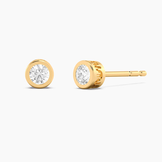 Lab Grown Signature Bezel Stud Earring in gold by Ella Stein