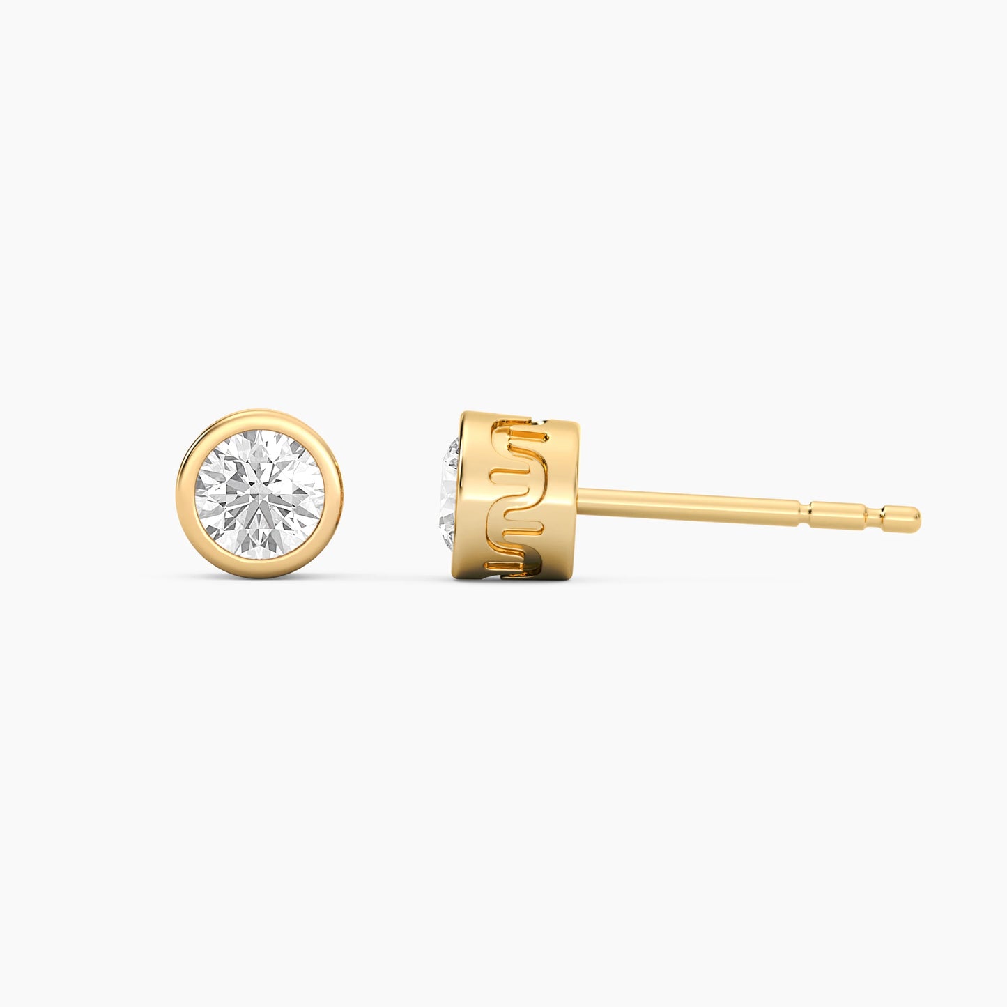 Lab Grown Signature Bezel Stud Earring in gold by Ella Stein