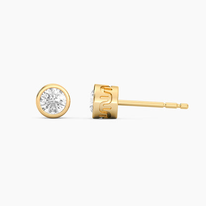 Lab Grown Signature Bezel Stud Earring in gold by Ella Stein