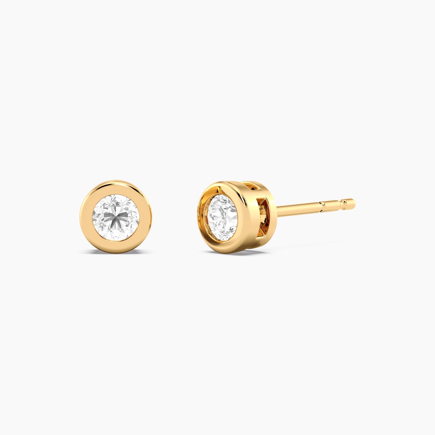 Lab Grown Bezel Studs (.33 CT) in gold by Ella Stein