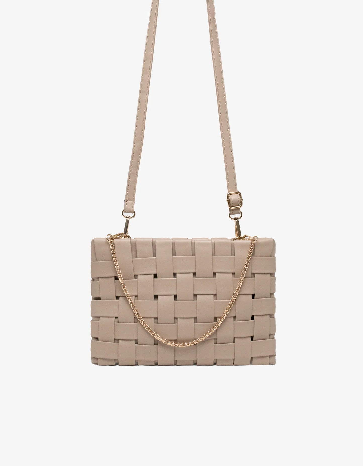 Lindy Large Woven Clutch in light tan by Remi & Reid