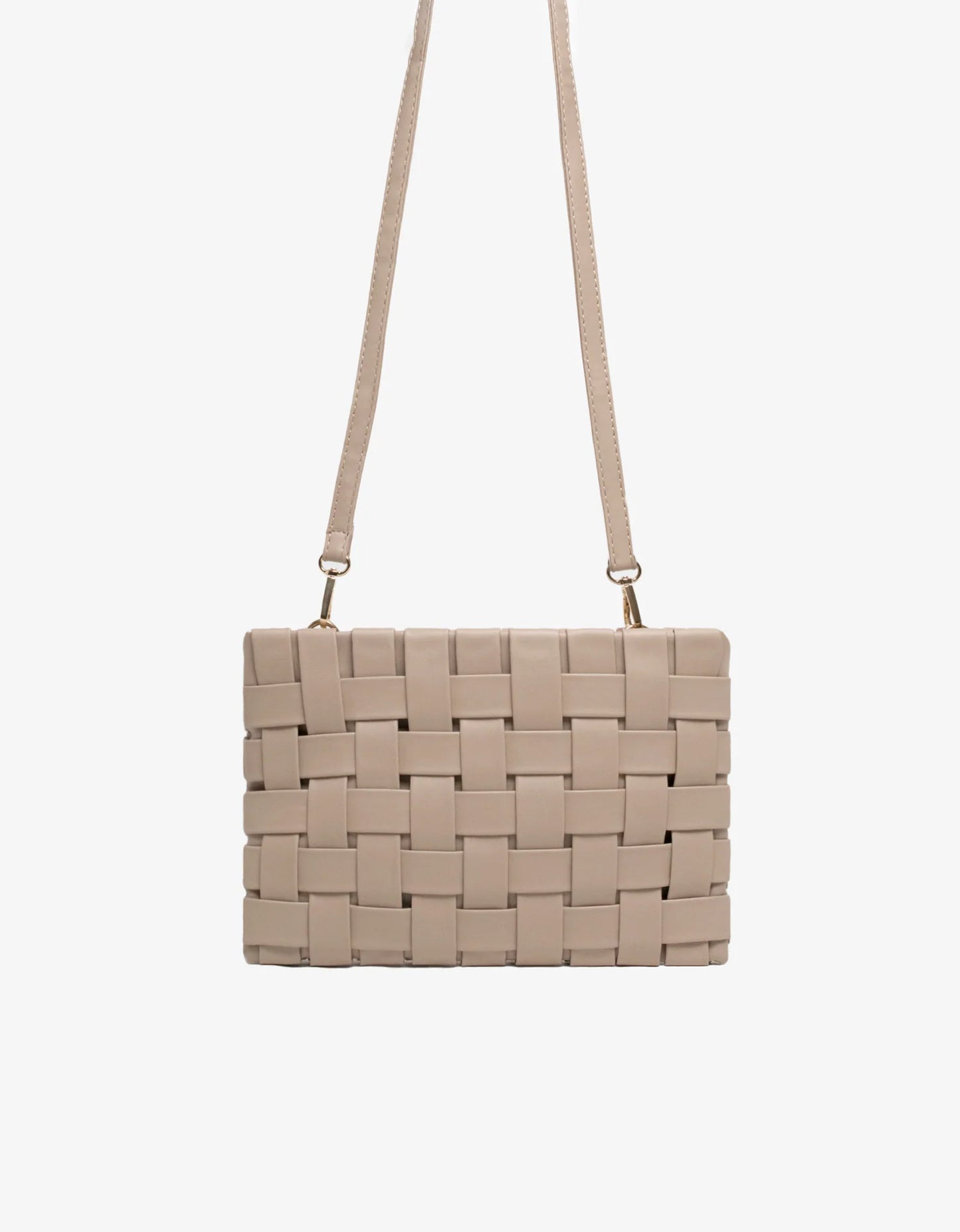 Lindy Large Woven Clutch in light tan by Remi & Reid