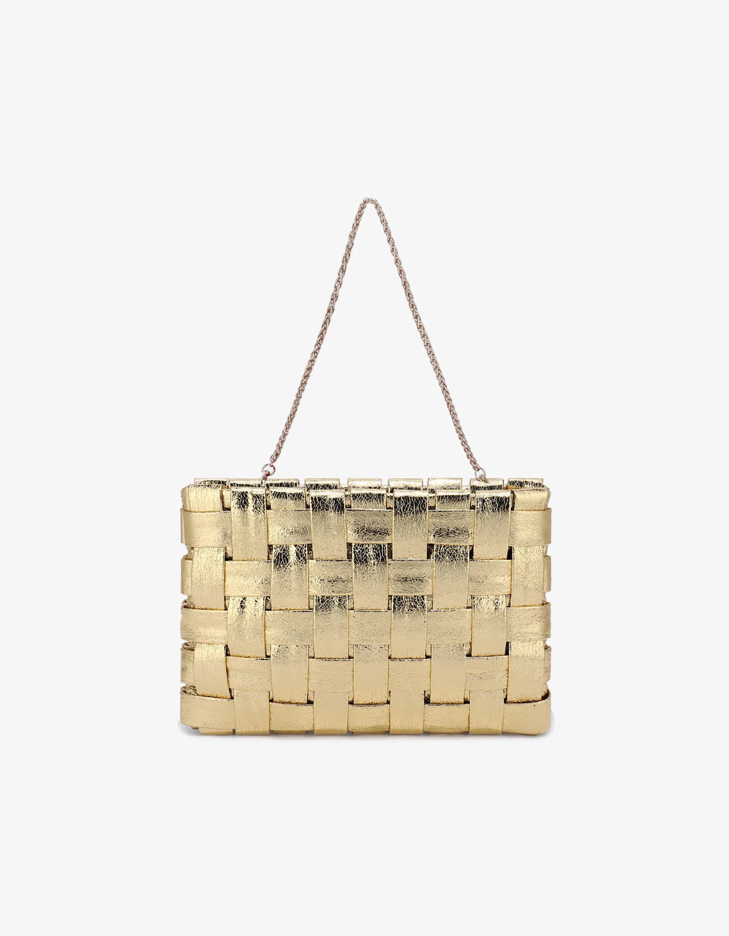 Lindy Large Woven Clutch in platinum by Remi & Reid