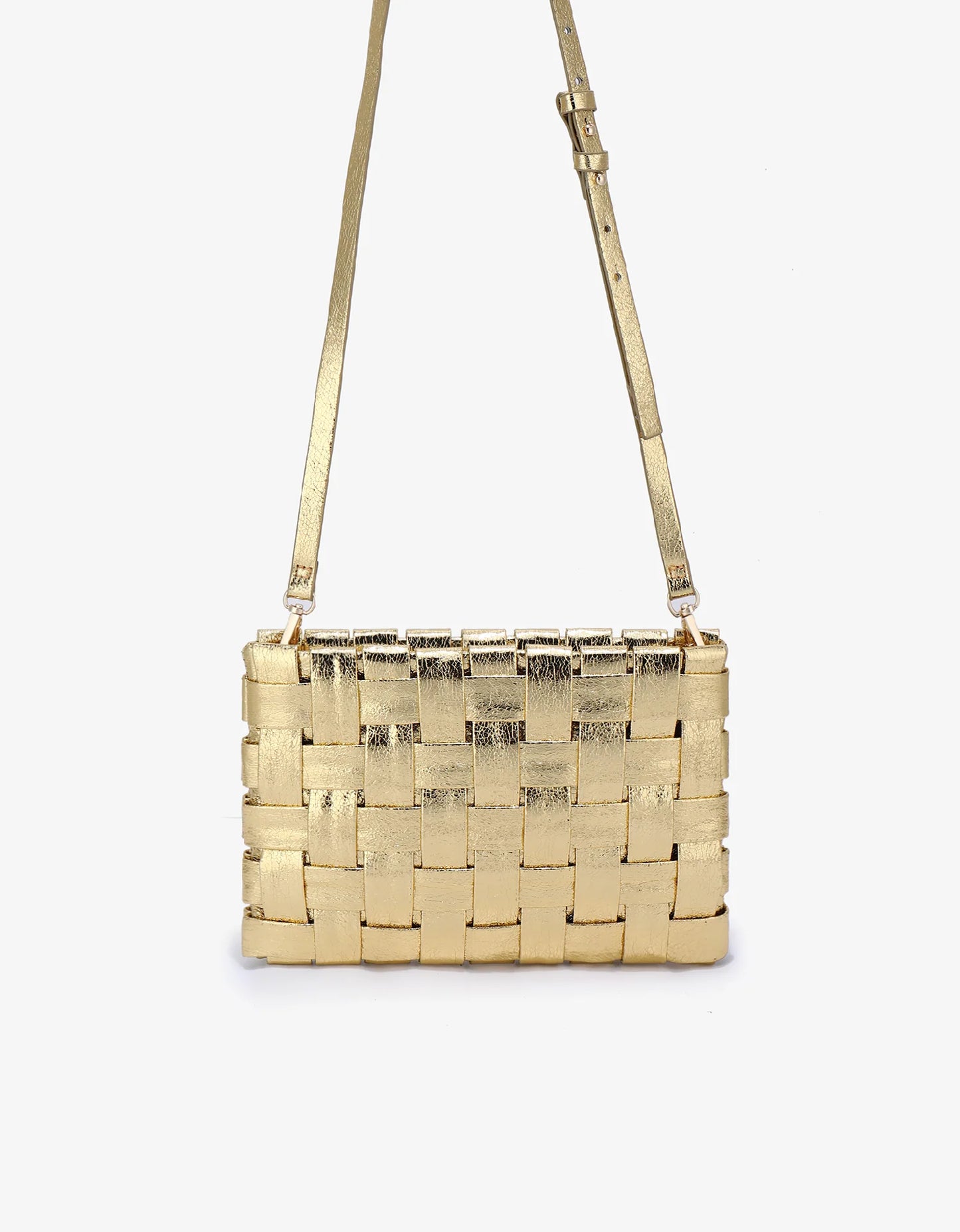 Lindy Large Woven Clutch in platinum by Remi & Reid