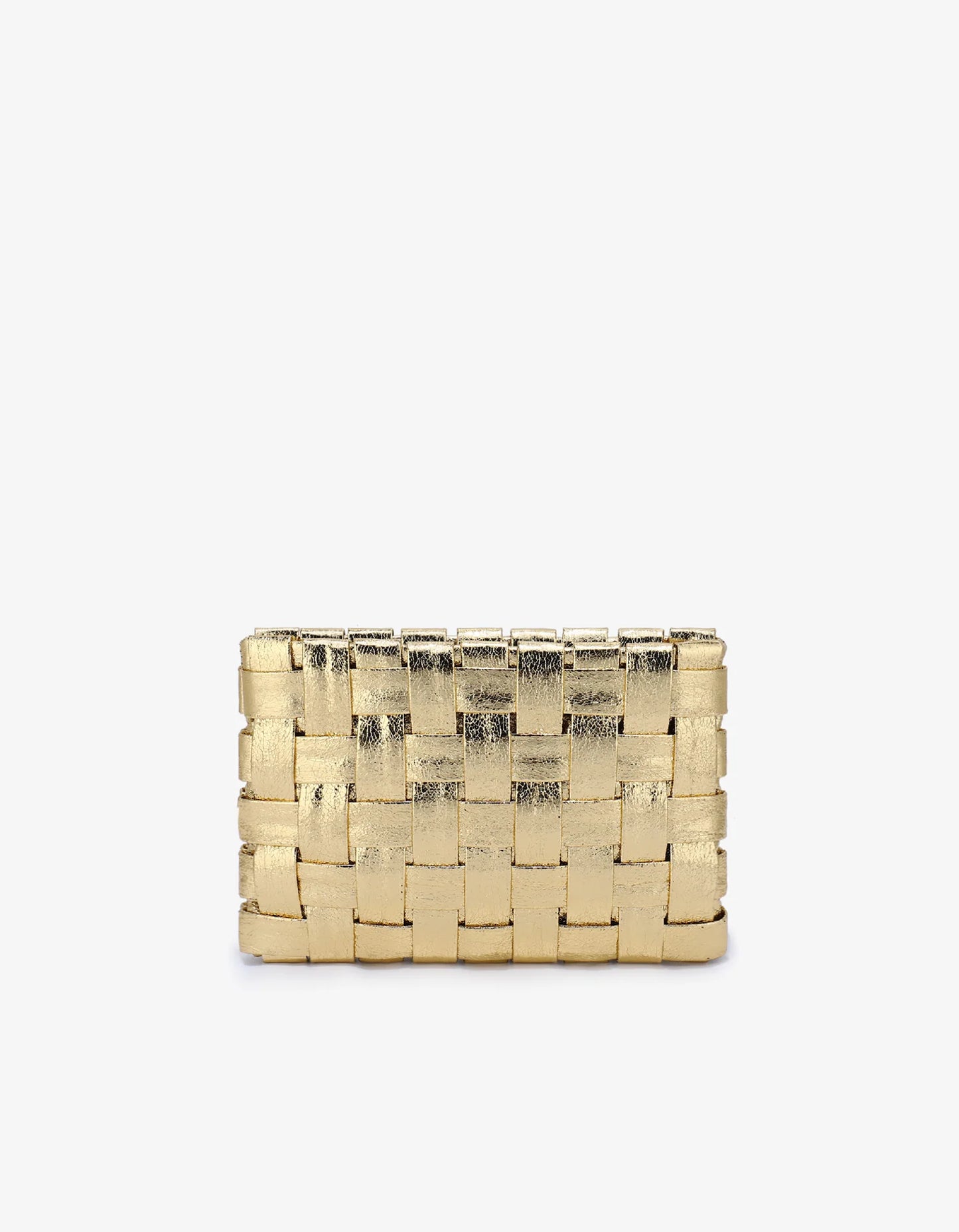 Lindy Large Woven Clutch in platinum by Remi & Reid