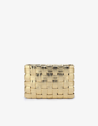Lindy Large Woven Clutch in platinum by Remi & Reid
