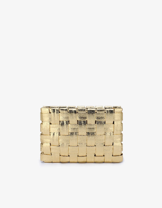 Lindy Large Woven Clutch in platinum by Remi & Reid