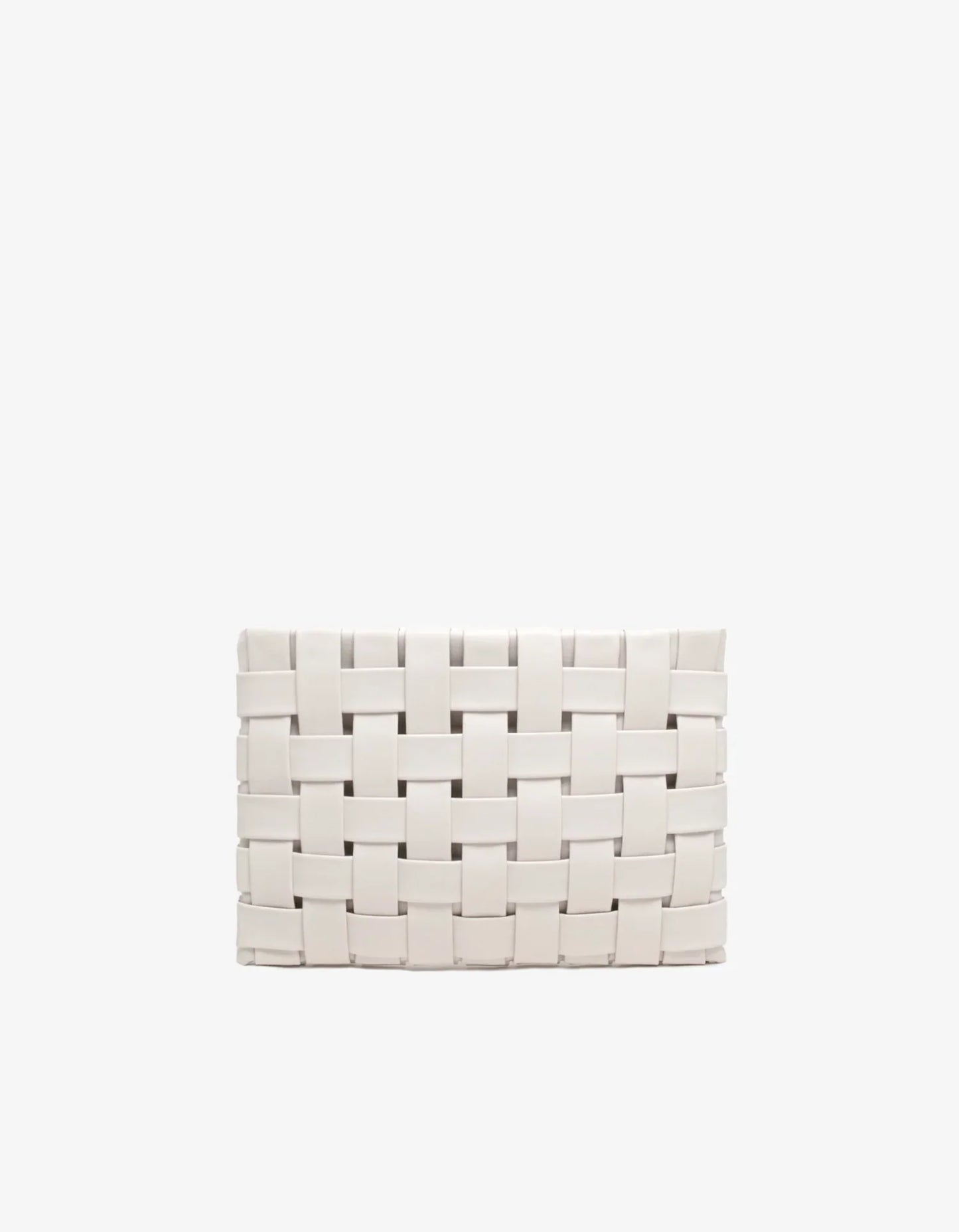 Lindy Large Woven Clutch in off white by Remi & Reid