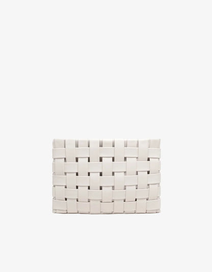Lindy Large Woven Clutch in off white by Remi & Reid